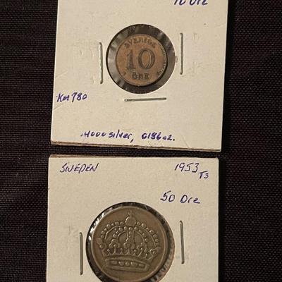 (11) Vintage Sweden coins