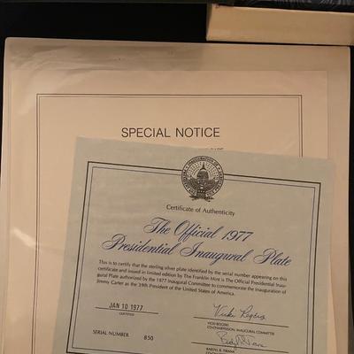 plate is sterling silver 1977 Presidential inaugural memorbilia