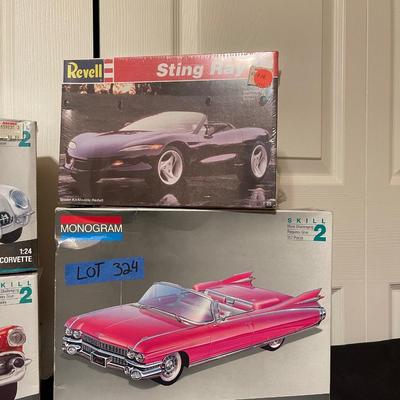 (4) monogram car models, 1 Revell, 1 AMT 