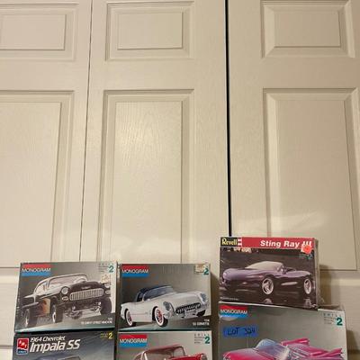 (4) monogram car models, 1 Revell, 1 AMT 