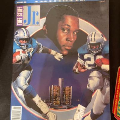 Tuff Stuff Jr. 1991 magazine, Courtney Brown Rookie card, 1990 Topps football cards, 2011 Topps NFL trading cards.