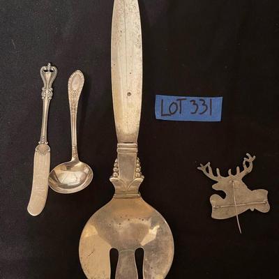 2 pieces sterling, 1 piece silverplate, 1 pin