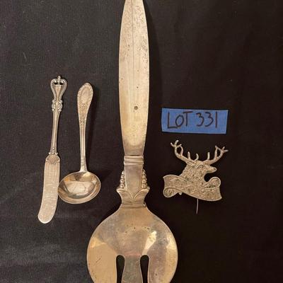 2 pieces sterling, 1 piece silverplate, 1 pin