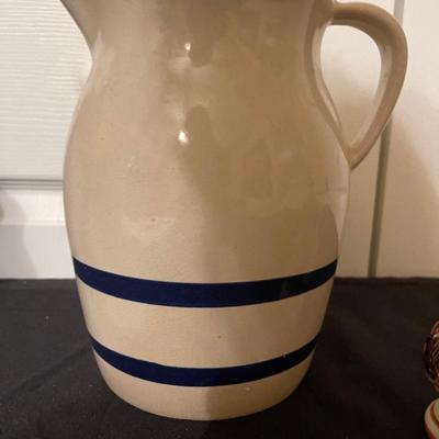 Roseville Pottery Pitcher and capodimonte s+p shakers