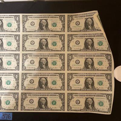 Sheet of $1 Bills