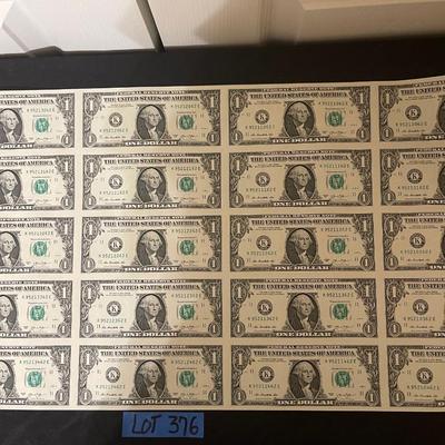 Sheet of $1 Bills