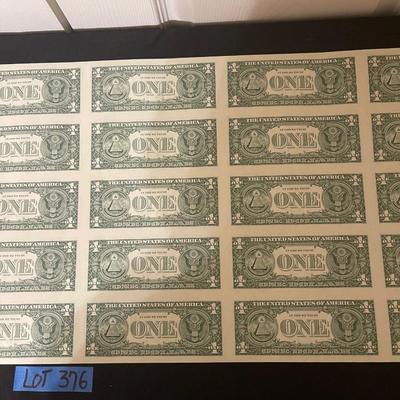 Sheet of $1 Bills