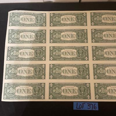 Sheet of $1 Bills