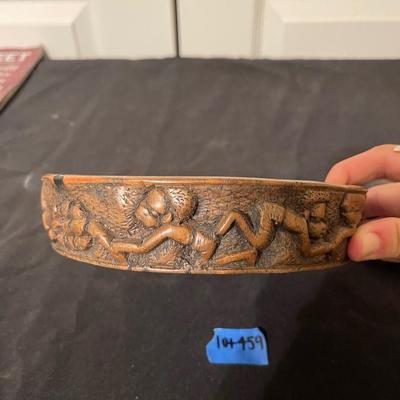 Antique carved bowl and elephant