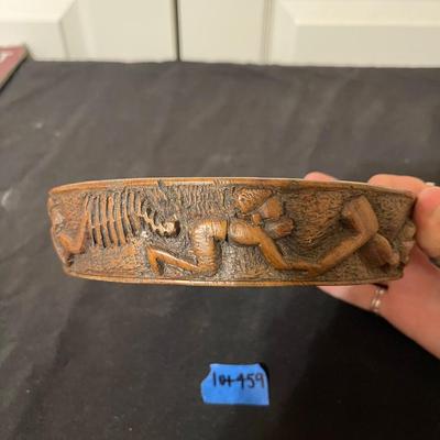 Antique carved bowl and elephant