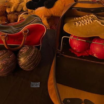 Antique Bowling Balls and shoes