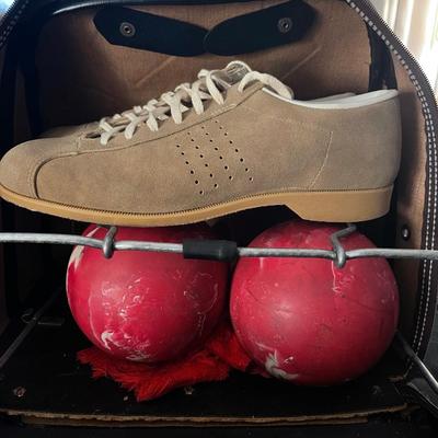 Antique Bowling Balls and shoes