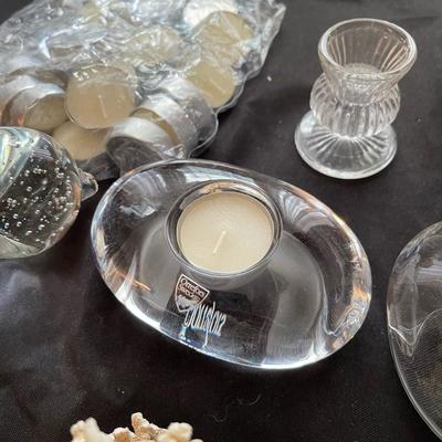 Vintage glassware, seashells and coral