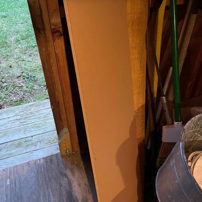 Huge wood board lot & (2) 24ft ladders 