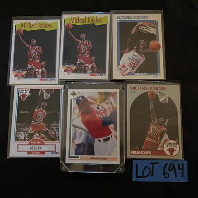 (6) vintage coll. Michael Jordan trading cards.