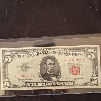 Vintage $5 Bill.
