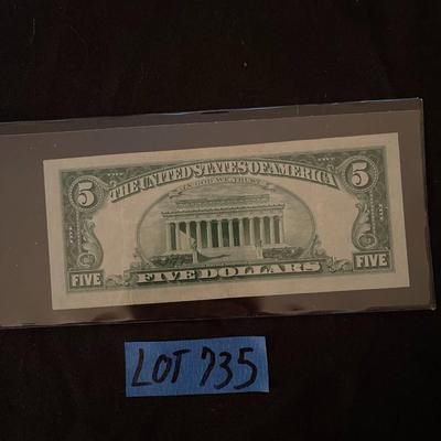 Vintage $5 Bill.
