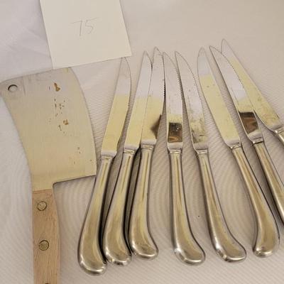 steak knives and cleaver