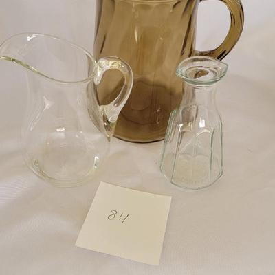Glass pitchers and vase