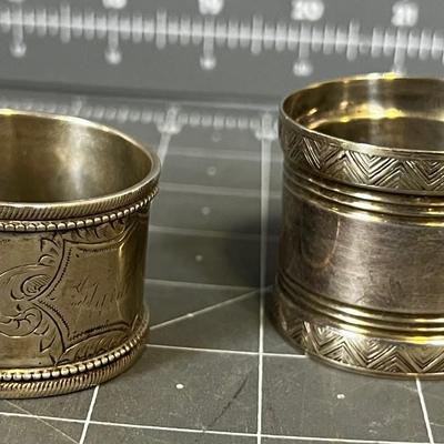  Antique Silver Napkin Rings - Pair