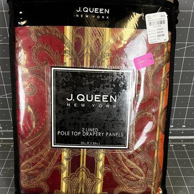 J.QUEEN New York 2-Lined Drapery panels Rich Burgundy Color