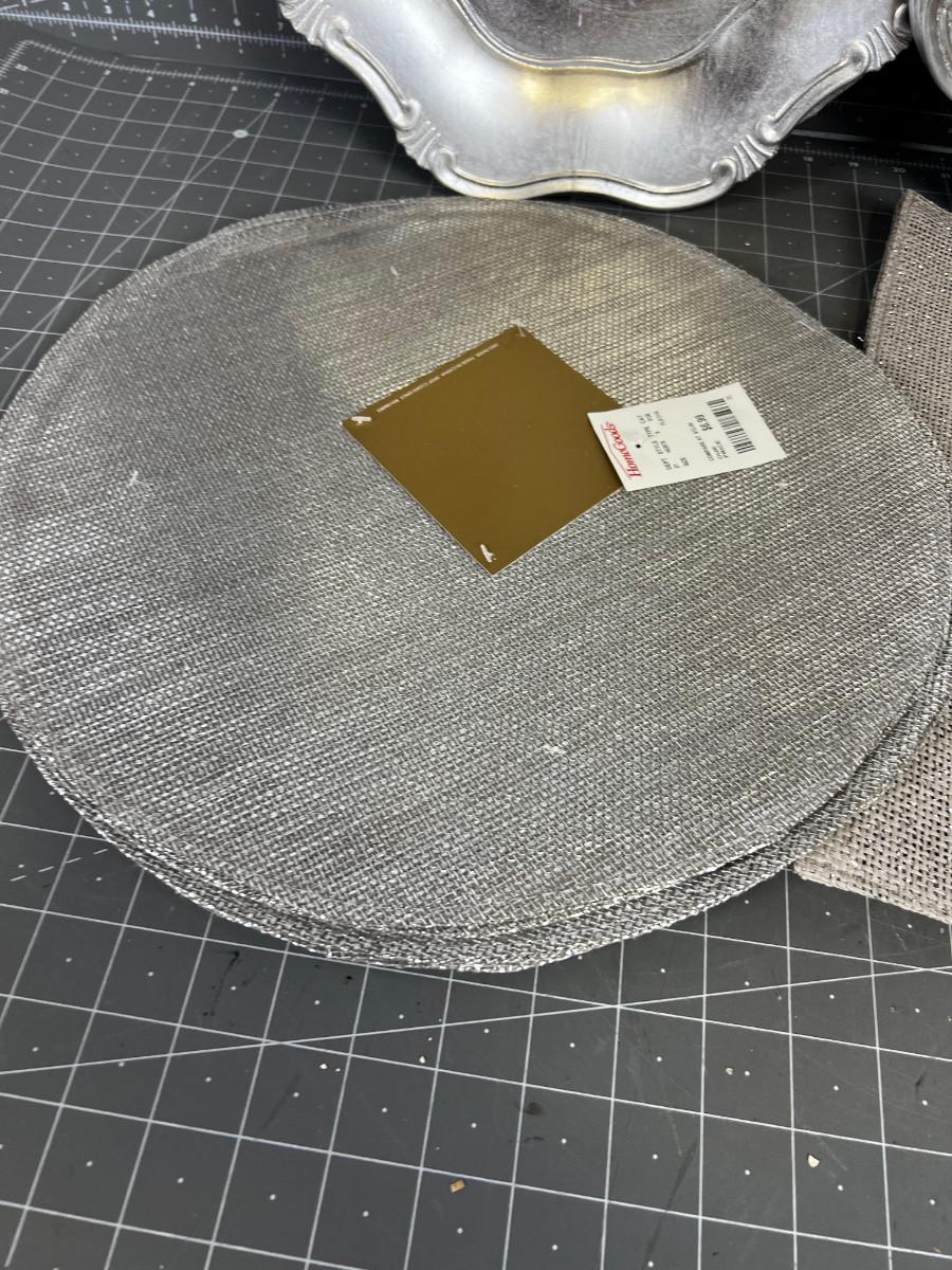 Silver Toned Dinner Placemats and Chargers 4 ea.