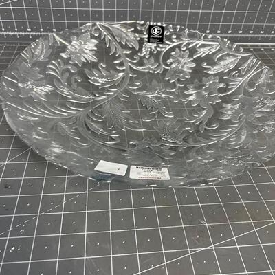 Glass Serving Bowl Tray, Silver Embossed etc. 