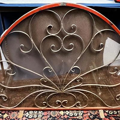 Cool Rustic Red Iron Fireplace Screen 