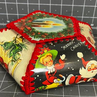 Vintage X-mas Basket made from Xmas Cards 