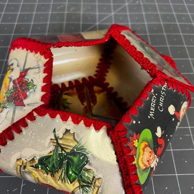Vintage X-mas Basket made from Xmas Cards 