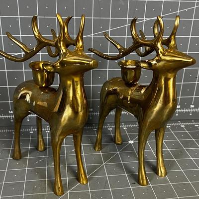 Brass Reindeer Candle Holder 
