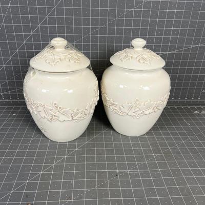 Stoneware Canisters (2) Same Size