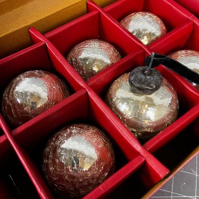 3 Boxes of New, Sets of 6 Hand Made Mercery Glass Ornaments