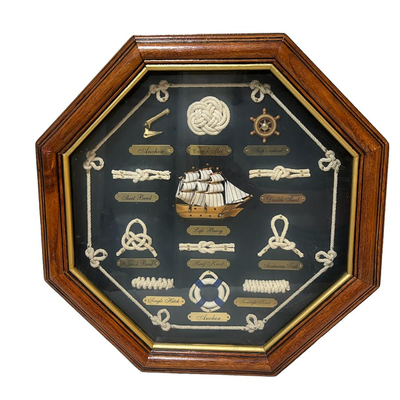 Octagon Knot Board w/ Sailboat, Ship Wheel & Anchor