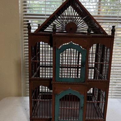 Vintage Victorian Style Wooden Bird Cage