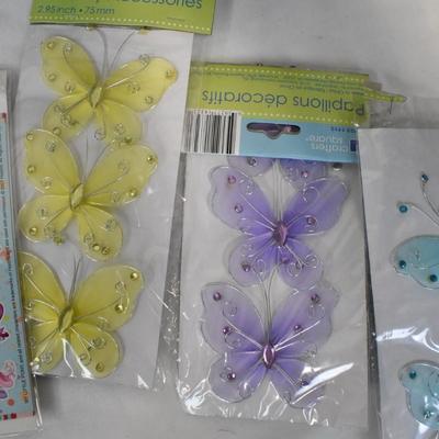 Assorted Party Supplies, Tissue Paper, Candles, Doilies, Butterfly Accessories