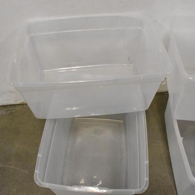 5 Clear Plastic Totes With Lids