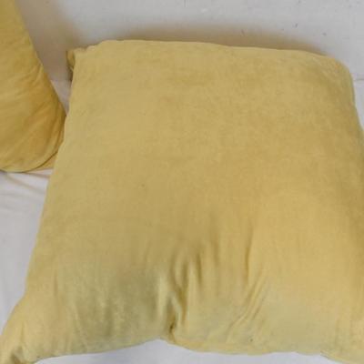 2 Large Decorative Pillows, 22 Inch Square Yellow Pillows