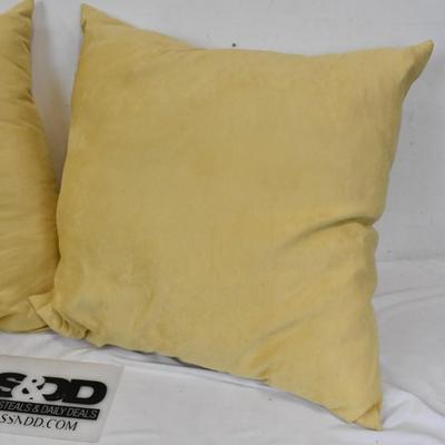 2 Large Decorative Pillows, 22 Inch Square Yellow Pillows