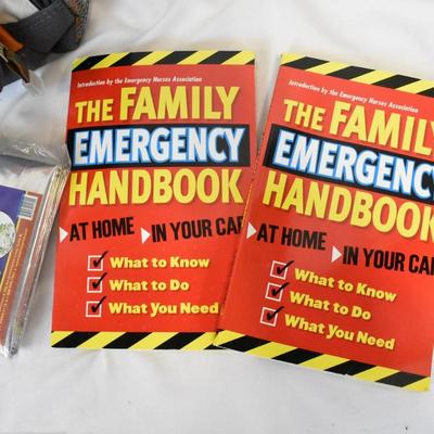 Eastsport Orange Backpack, Emergency Blankets, Kleenex