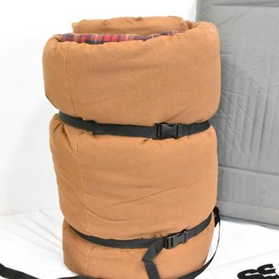 Brown Sleeping Bag and Sleeping Pad, Great Condition