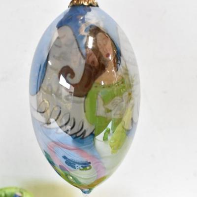 3 Glass Ornaments With Fabric Boxes