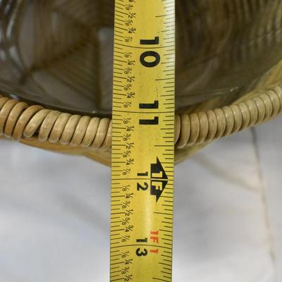 2 Large Woven Planters, 12" and 15", One Handle Missing