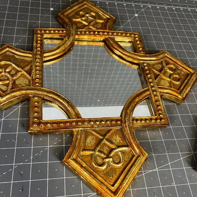 2 Gold Framed Mirrors - Crosses? 