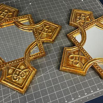 2 Gold Framed Mirrors - Crosses? 