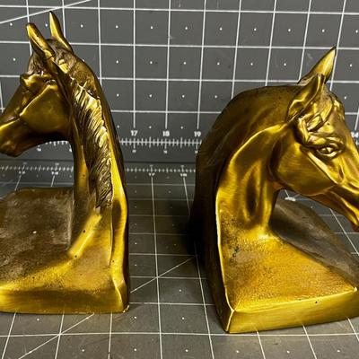 Cast Brass Book Ends of Horse