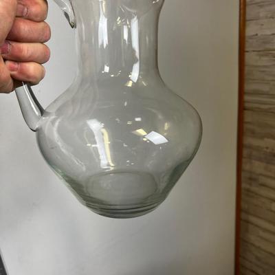 Hand Blown Glass Pitcher CLEAR.