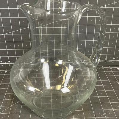 Hand Blown Glass Pitcher CLEAR.