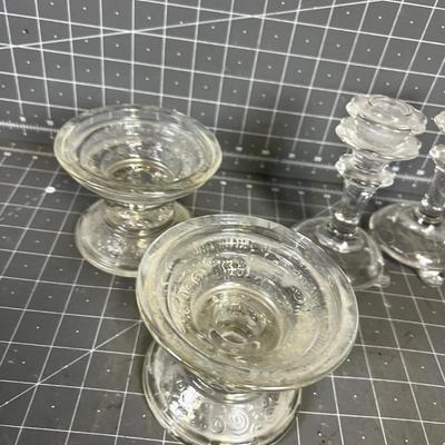 4 Glass Candle Holders - 2 sets