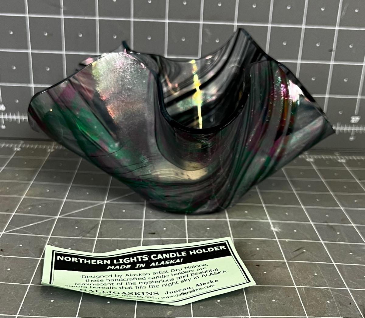 Northern Lights Candle Holder With iridescent Finish